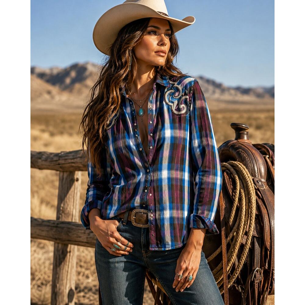 Rock 47 Wrangler Women's Snap Front Shirt size XL